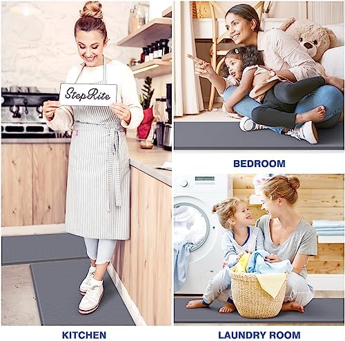 StepRite Kitchen Mats for Floor, 2-Piece Anti-Fatigue Kitchen Rugs, Grey - Image 6