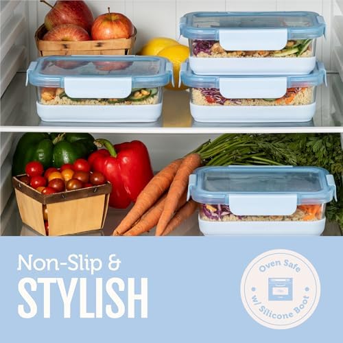Ello Duraglass Refresh 3.4 Cup Meal Prep Containers, 10 Pc, Halogen Blue - Image 6
