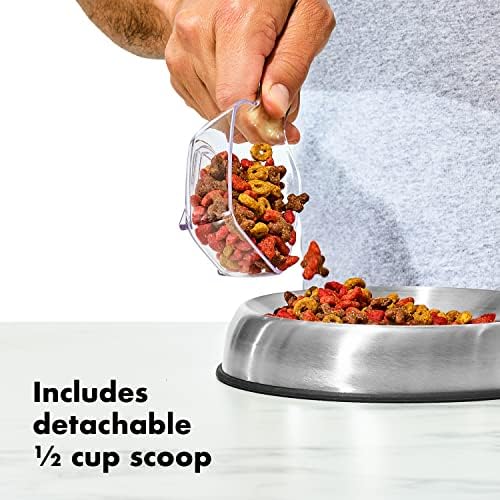OXO Good Grips Pet POP Container – 6.0 Qt/5.7 L with Half Scoop, Ideal for up to 6.5lbs of Dog Food or 4.5lbs of Cat Food, Airtight Dog and Cat Food Storage Container, BPA Free, Clear - Image 4