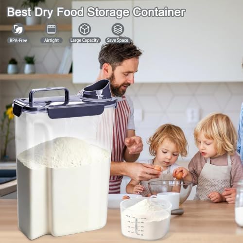 Komzon Rice Storage Containers, 20 lb Rice dispenser with Pouring Spout Large Bin for Flour, Pasta, Grain and Baking, Pet Dog Cat Bird Food Container Blue - Image 4