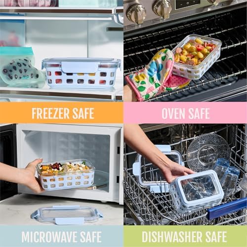 Ello Duraglass Glass Meal Prep Containers, 10 Pc, Meadow, 3.4 Cup (Pack of 2) - Image 3
