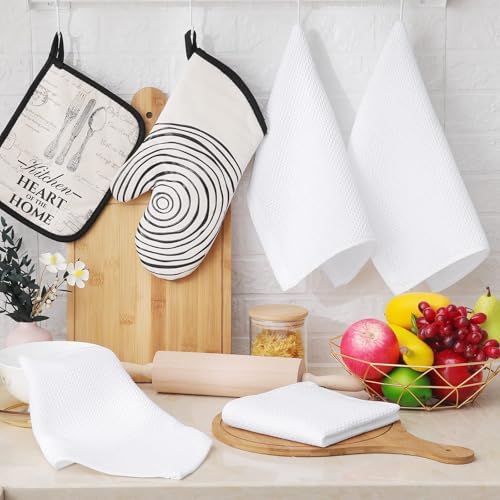 Homaxy 100% Cotton Waffle Weave Kitchen Dish Cloths 6-Pack, White - Image 6