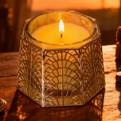 3 Wick Candle Holder, Shell Design Candle Jar Holder for 4-Inch Diameter Jars (5.25" D x 3.5" H) (Rose Gold) - Image 5