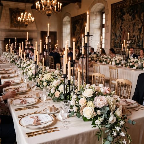 8 Arms Candelabra Candle Holder for Wedding Decorations, 33.8 inches Tall Metal Candlesticks Holder for Table Dinner Party Valentines Day Fireplace Decoration (2, Black Set) - Image 7