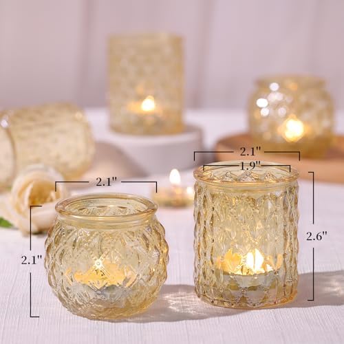 NITIME 12Pcs Assorted Gold Votive Candle Holders, Tea Light Candle Holder for Table Centerpiece, Gold Candle Holders for Wedding Centerpieces, Brithday and Holiday Decorations - Image 2
