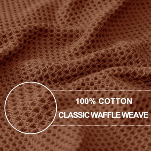 Homaxy 100% Cotton Waffle Weave Kitchen Dish Cloths 12-Pack, Caramel - Image 2