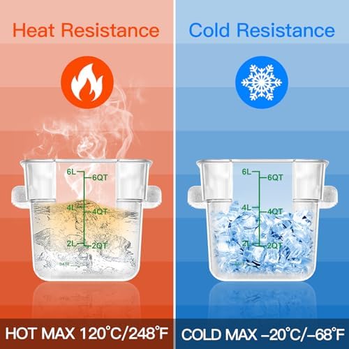 4 pcs 6qt Food Storage Containers with Lid, Square Clear Commercial Storage Containers with Handle and Scale for Food Storage in Home Kitchen & Dining (Green) - Image 4