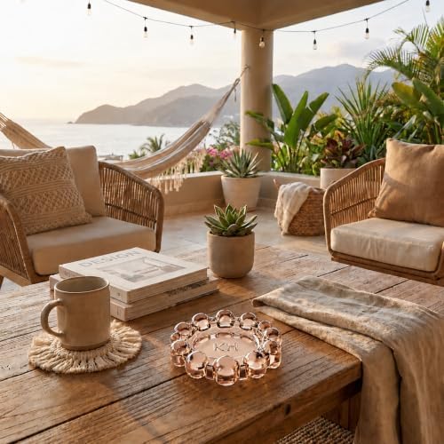 Chic Orange Bubble Glass Candle Dish – Modern Clear Glass Candle Holder for Tealights & Diffusers, Decorative Tray for Home & Tabletop Decor（1 Pack） - Image 6
