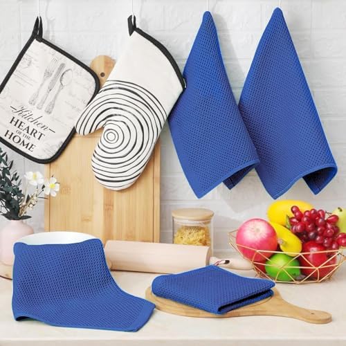 Homaxy 100% Cotton Waffle Weave Kitchen Dish Cloths 18-Pack, Blueberry - Image 6