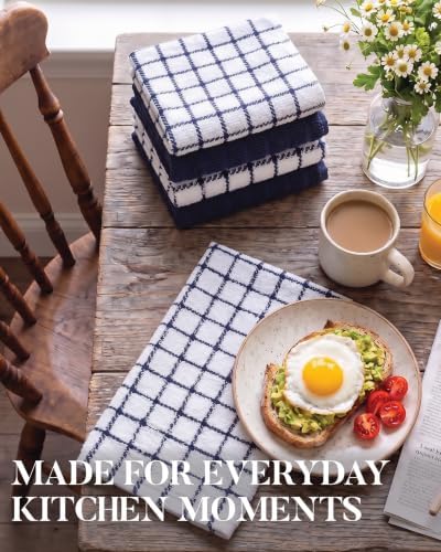 Bumble Dish Cloths (8-Pack), 100% Cotton Kitchen Towels, 12"x12" - Navy - Image 3