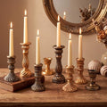 8 Pcs Christmas Vintage Candlestick Holders, Mixed by Unknown