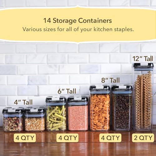 Simply Gourmet Airtight Food Storage Containers with Lids – 6 Piece Slim Kitchen Pantry Organization Set, 5 Cup Capacity, BPA-Free Clear Plastic, Stackable Containers for Flour, Sugar, Rice, Snacks - Image 4