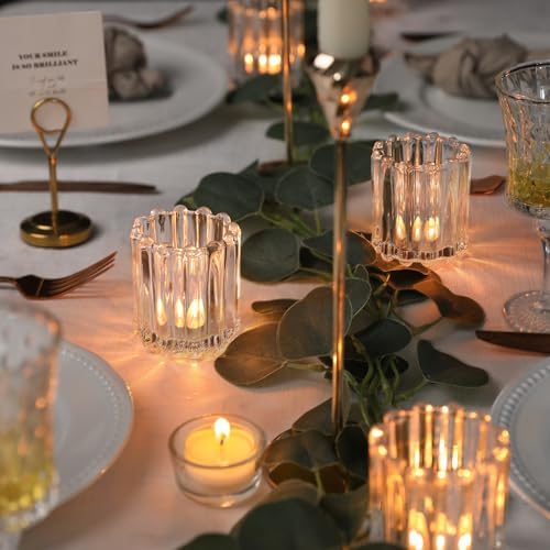 Glass Clear Votive Candle Holder, Ribbed Votive Candle Holders Set of 12 - Image 5