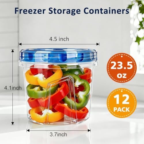 12 Pack 23.5oz Soup Freezer Containers with Twist Lids for Food Storage - Image 2