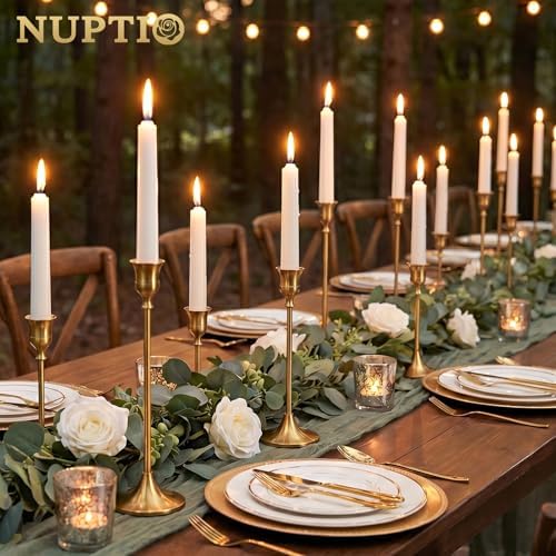 NUPTIO Gold Candlestick Holders Bulk: Solid Aluminum Set of 15 - Image 3