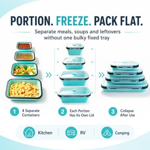 Guyuyii 4 Pack Space-Saving Collapsible Food Storage Containers with Lids - Image 4