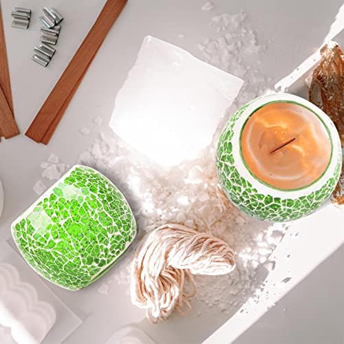 Rancco Glass Votive Candle Holder for Tealight, Romantic Mosaic Cracked Candle Holder, Candle Lamp Aromatherapy Candlescape Bowl for Valentine's Thanksgiving, Christmas Table Centerpiece,Party Decor - Image 4