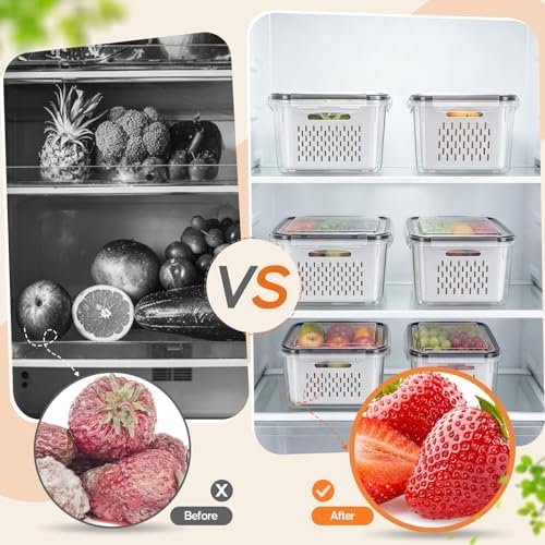 Fruit Storage Containers for Fridge, 3 Pack Plastic Food Storage Container - Image 4