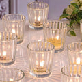 NITIME 8pcs Vintage Ribbed Votive Candle Holders, Glass Candle Holder for Wedding Table Decor, Tea Lights Candle Holder for Table Centerpiece, Christmas, Holiday Decor by NITIME