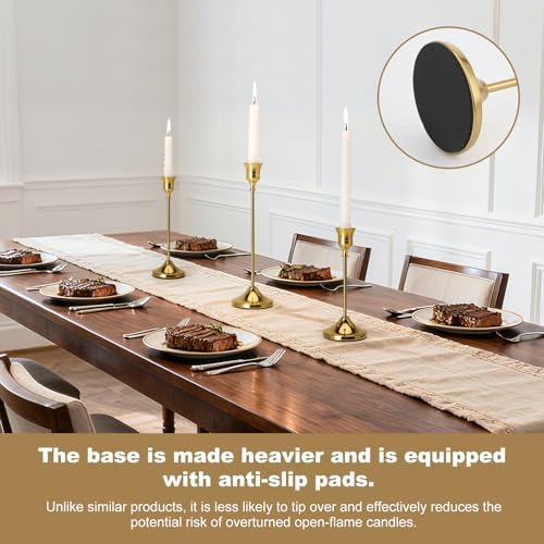 Candlestick Holders, 6PCS Metal Taper Candle Holder, Brass Gold Candle Holders for Candlesticks, Candle Holder for Wedding Fireplace Mantel Housewarming Gift - Image 4