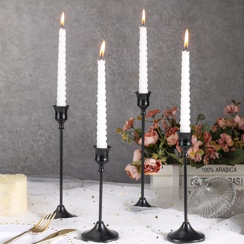 Candlestick Holders 4 Sets(12 Pcs), Black Candle Holders with Anti-Slip Pad, Metal Taper Candle Holder, Candle Holder for Wedding Fireplace Mantel Housewarming Gift - Image 4