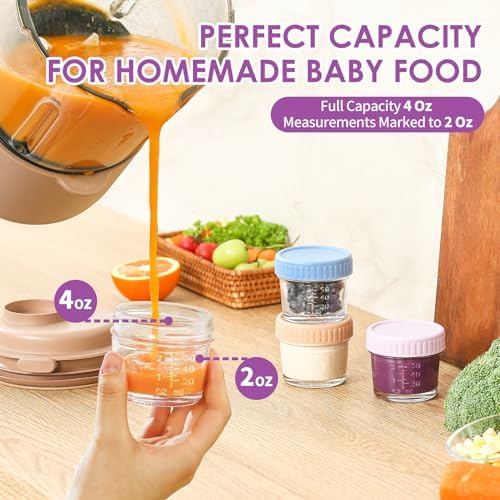 DRKIO 12 pcs Baby Food Storage Containers 4 Oz Small Glass Jars with Lids - Image 3