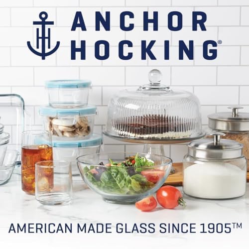 Anchor Hocking 12 Piece Glass Storage Containers with Lids (6 Glass Food Storage Containers & 6 Mixed Blue SnugFit Lids) - Image 5