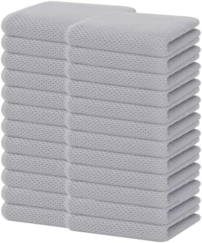 Homaxy 100% Cotton Waffle Weave Kitchen Dish Towels 24-Pack, Light Gray by Homaxy