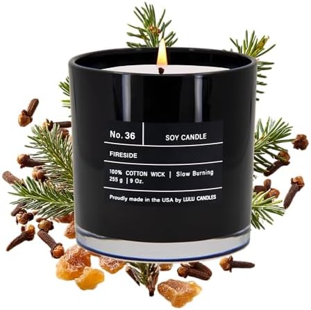 Lulu Candles | Fireside | Smells Like a Bonfire | Luxury Scented Soy Jar Candle | Hand Poured in The USA | Highly Scented Long Lasting (9 Oz.) by LULUCANDLES
