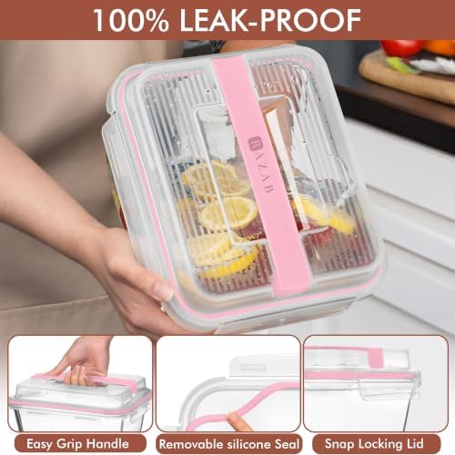 Razab 17 Cups / 132 Oz / 3900ml Large Glass Food Storage Containers with Lids - Leakproof, BPA-Free Large Meal Prep Container Ideal for Roasting Turkey, Store Leftover - Microwave & Oven Safe - Image 4