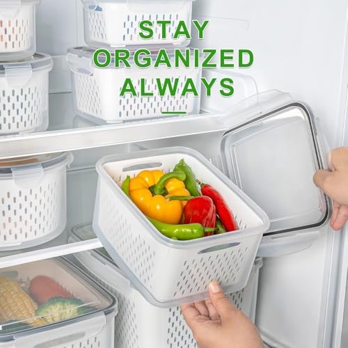 6 PCS Large Fruit storage Containers for Fridge ,Food Storage Containers - Image 5