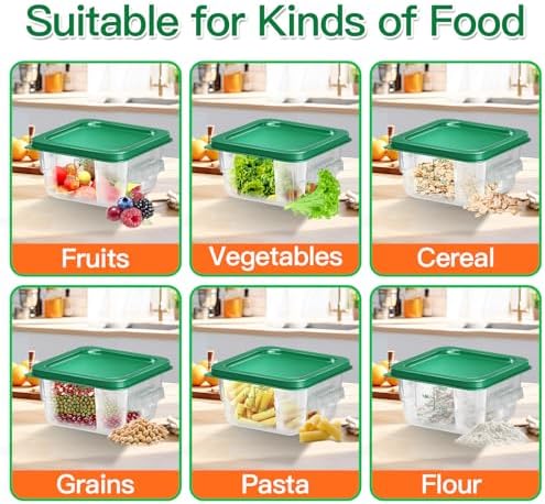 6 pcs 2qt Food Storage Containers with Lid, Square Clear Commercial Storage Containers with Handle and Scale for Food Storage in Home Kitchen & Dining (Green) - Image 5