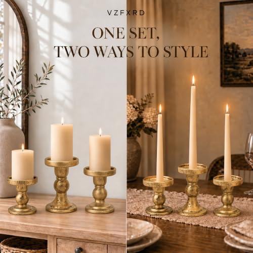 Glass Candle Holders Set of 3 for Pillar and Taper Candles - Image 3