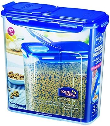 LOCK & LOCK Easy Essentials Food lids (flip-top) / Pantry Storage/Airtight containers, BPA Free, top-16.5 Cup-for Cereal, Clear (Pack of 2) - Image 3