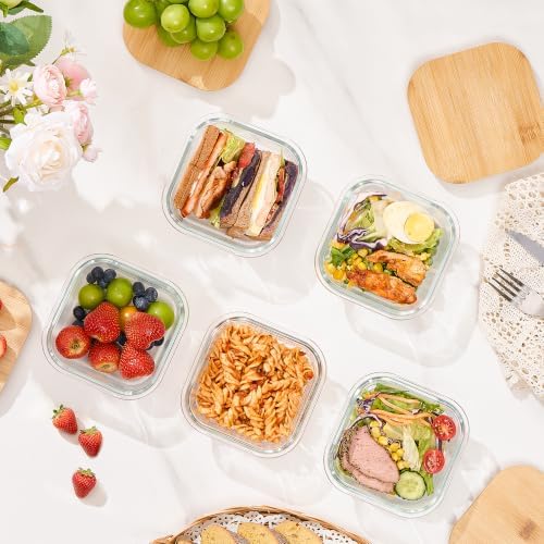 Vtopmart 5 Pack Glass Food Storage Containers with Bamboo Lids, 17.5oz - Image 5
