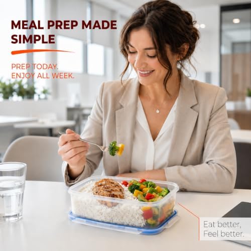 Tribello 38 oz Airtight Food Storage Containers with SnapTight Lids – Clear, Stackable, BPA-Free Meal Prep Containers for Kitchen, Freezer & Pantry Storage - Image 5