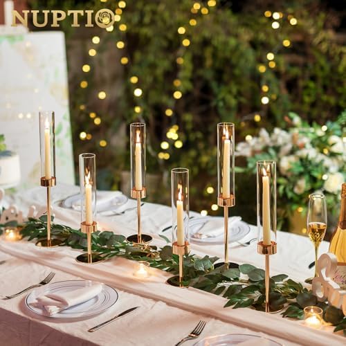 NUPTIO Hurricane Candlestick Holders for Centerpiece, Taper Candle Holders - Image 3