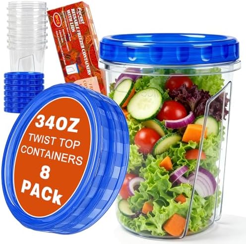 8 Pack 34oz Soup Freezer Storage Containers with Twist Lids for Meal Prep by ForestBreathing