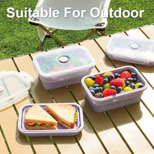 Collapsible Food Storage Containers with Airtight Lid & Vent Valve, 27 oz - Image 3