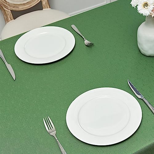 Veblandy Rectangle Tablecloth Waterproof 60x104 inch Linen Textured Table Cloth Stain and Wrinkle Resistant Washable, Decorative Fabric Table Cover for Dining, Party and Camping, Green - Image 2