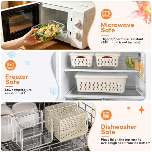 4 Pack Fruit Storage Containers for Fridge, Plastic Food Storage Container - Image 5