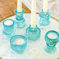 Kate Aspen Vintage Ribbed Glass Black Candlestick Holders, Pillar Candle, Tealight & Votive Candle Holders (Set of 6, 3 Assorted Sizes), Dining Table Decor, Shelf Decor, Centerpiece by KateAspen
