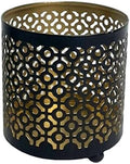 Hosley 4.5" Black Metal Candle Holder Sleeve Gold Interior for Tealights & Votive Candles Decorative Lantern for Home Décor, Weddings, Meditation, & Events by HOSLEY