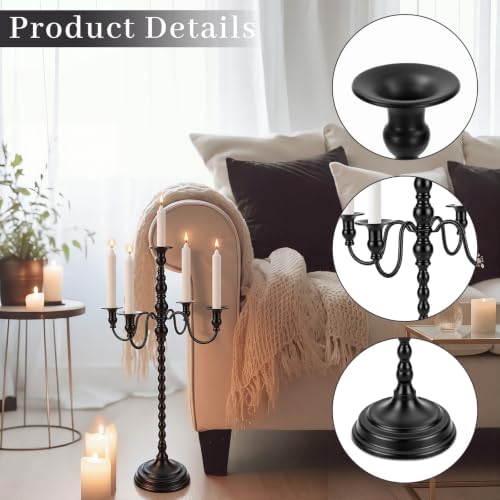 2 Pcs 28 Inch Black Candelabra Halloween Decorations, Retro - Image 4