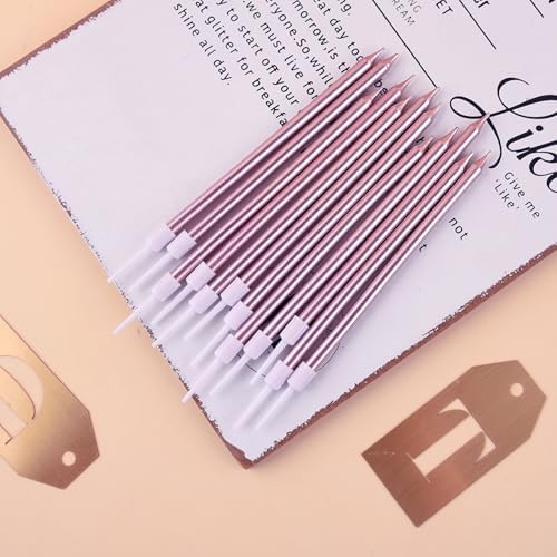 PHD CAKE 36-Count Rose Gold Long Thin Metallic Birthday Candles, Cake Candles, Birthday Parties, Wedding Decorations, Party Candles, Cake Decorations - Image 3