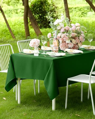 Pureegg Rectangle Poly Linen Tablecloth Waterproof & Stain Resistant, Wrinkle-Free Table Cloth Adds Elegance and Protection, Ideal for Dining, Party, Wedding and Outdoor, 52 x 70 Inch, Green - Image 7