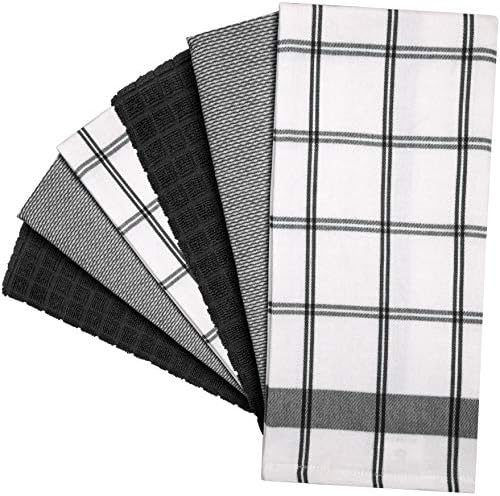 Premium Kitchen Towels 6 Pack 100% Cotton 20"x28" Dish Towels Black Check - Image 4