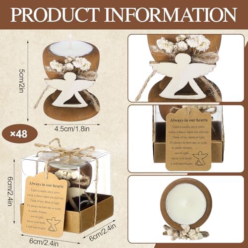 Nuanchu 48 Set Funeral Memorial Candles Holders Funeral Keepsakes, Angel - Image 2