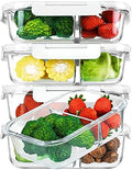M MCIRCO 5 Pack,36 oz, 2 Compartments Glass Meal Prep Containers with Lids by MMCIRCO