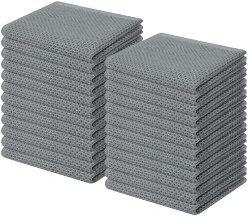 Homaxy 100% Cotton Waffle Weave Kitchen Dish Cloths 24-Pack, Grey by Homaxy